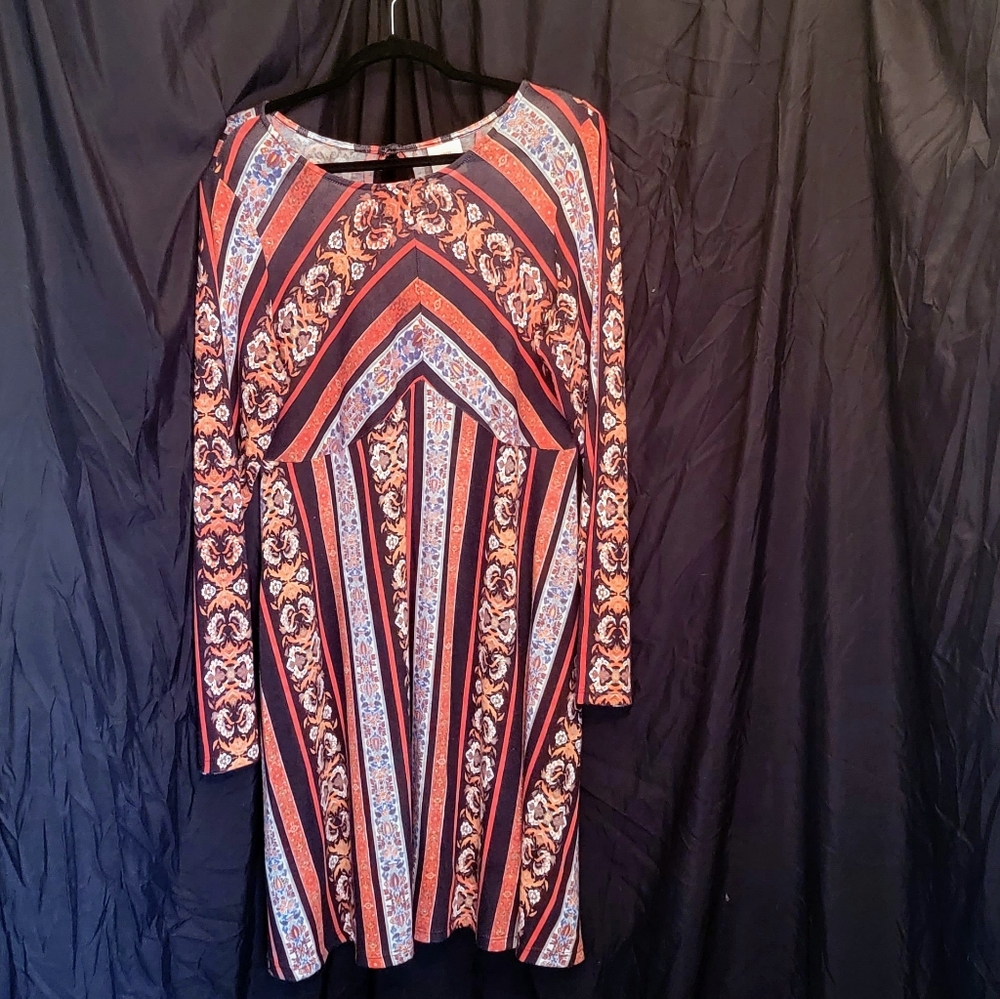Knox Rose BOHO Long Sleeve Print Dress